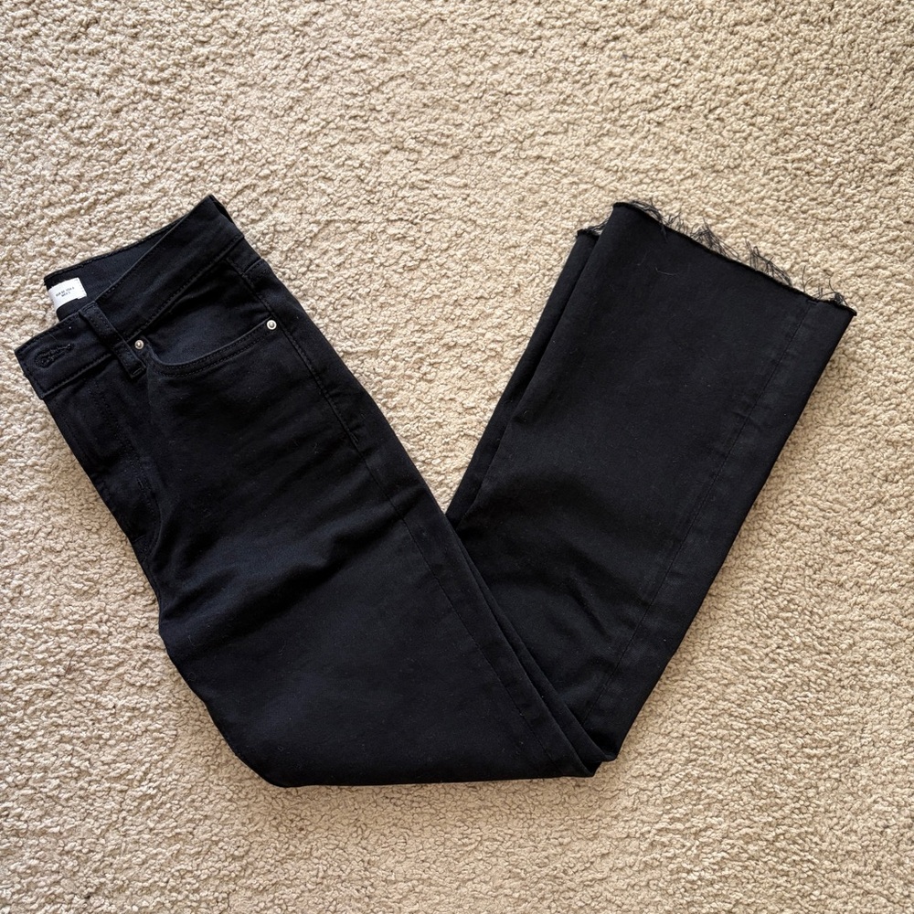 Mango - Sienna Cropped Flare Denim Jeans - Black - Size 6